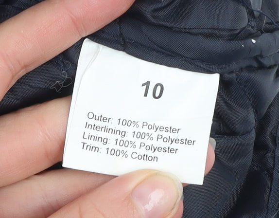 Miss 21 Women's Navy Quilted Jacket Size 10 Classic Mid-Length Coat
