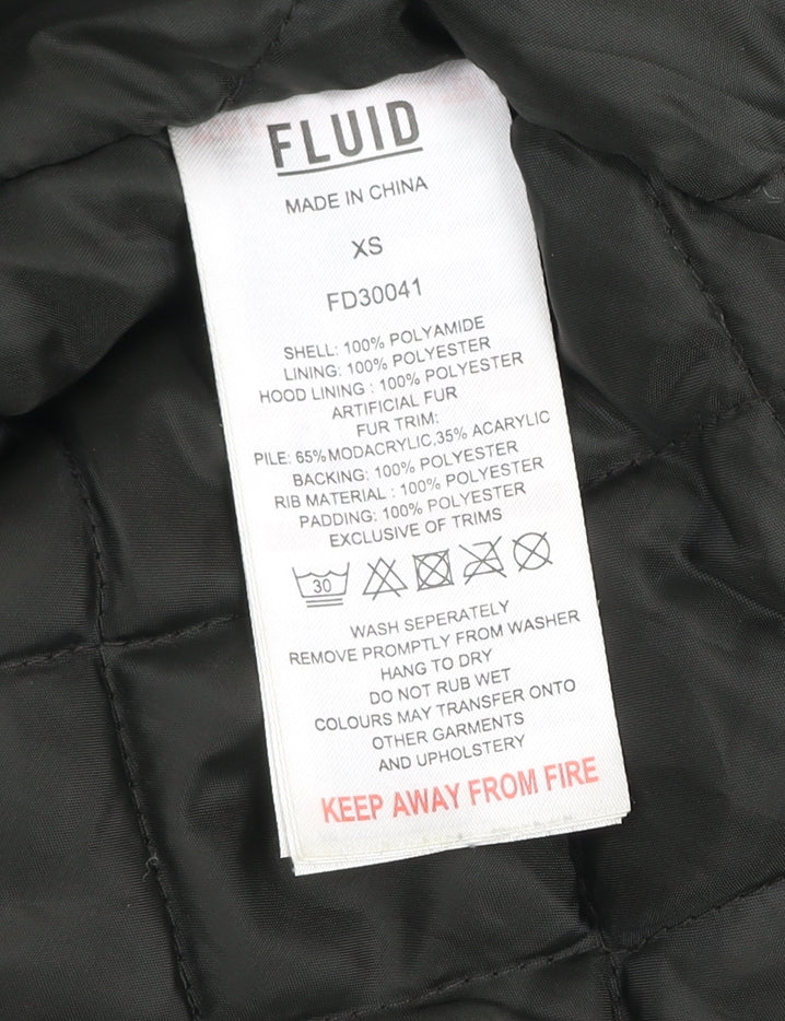 Fluid Womens Green XS Faux Fur Hooded Parka Jacket