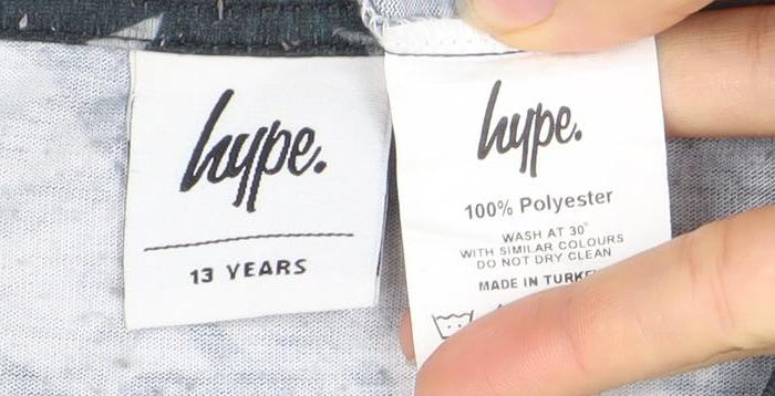 Hype Boys Black Graphic Logo T-Shirt 13 Years Short Sleeve Polyester