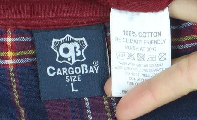 CargoBay Men's Red Cotton Crew Neck Short Sleeve T-Shirt Size L
