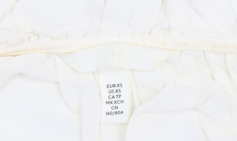 H&M Womens Ivory Viscose Long Sleeve Tunic Blouse XS