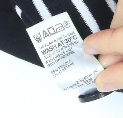 Marks & Spencer Women’s Black Striped Short Sleeve T-Shirt UK 14