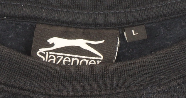Slazenger Men's Black Sweatshirt L Crew Neck Pullover Sports Style