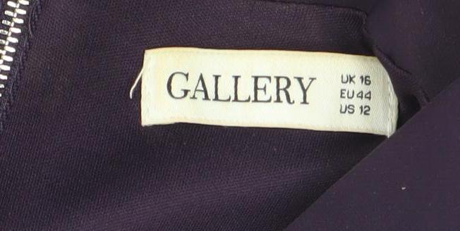 Gallery Women’s Purple Sheath Dress Size 16 V-Neck Sleeveless Zip