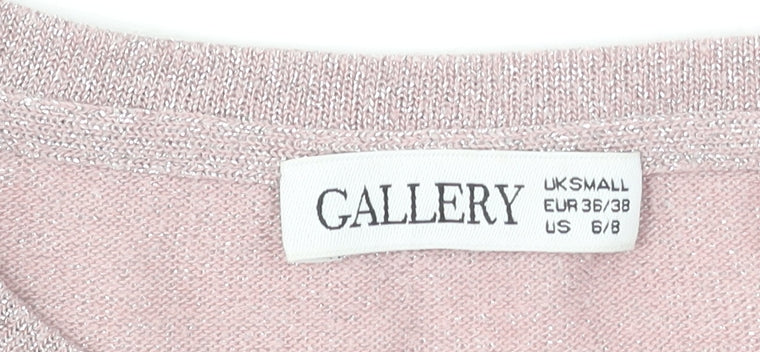 Gallery Womens Pink Long Sleeve Ruffle Hem Tunic Blouse Size S