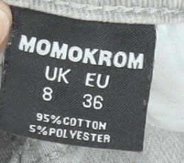 Momokrom Women’s Grey Distressed Straight Jeans UK 8