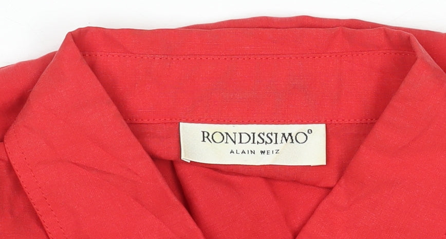 Rondissimo Alain Weiz Red Short Sleeve Women's Button-Up Shirt Size L