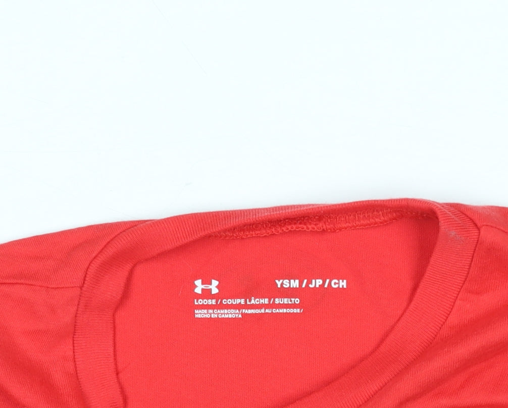 Under Armour Boys Red Graphic Logo Active T-Shirt Size 8 Years