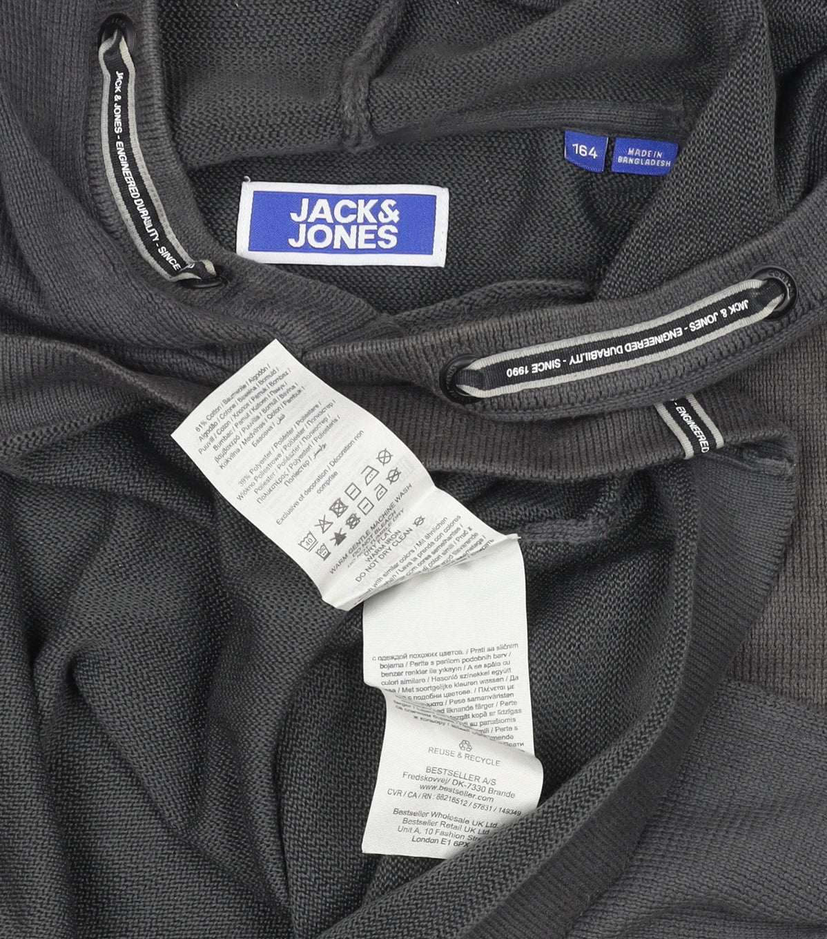 Jack & Jones Boys Black Pullover Hoodie Cotton Blend Casual 13-14 Years