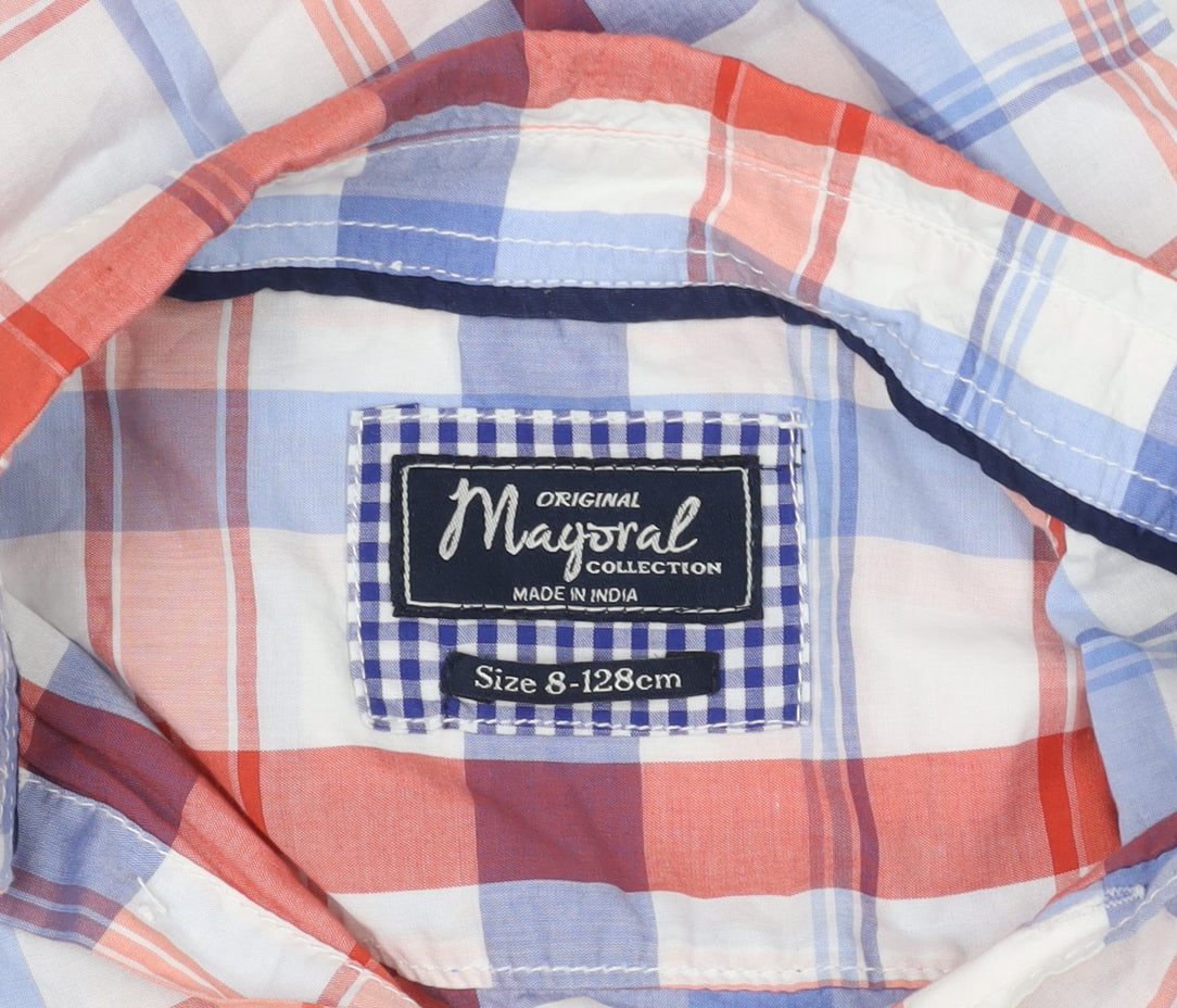 Mayoral Boys Multicoloured Check Short Sleeve Button-Up Shirt 8 Years