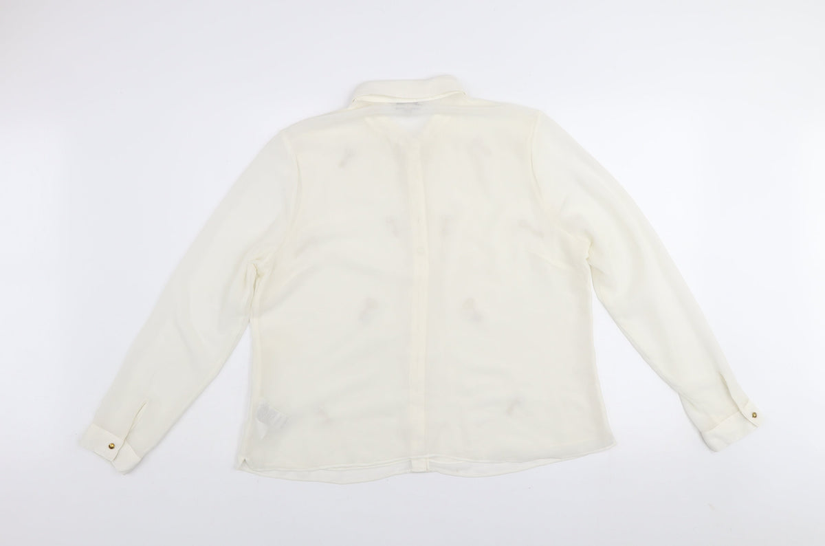Marks & Spencer Limited Edition Women Ivory Key Embellished Long Sleeve Blouse Size 16