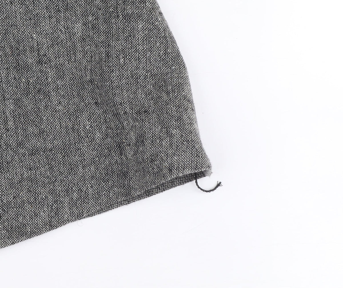 St. Bernard for Dunnes Stores Grey Wool Blend A-Line Floral Embroidered Skirt Women's Size 8