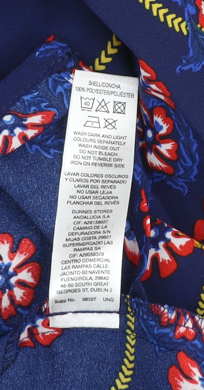Savida Womens Blue Floral Pleated Knee Length Skirt Size 12