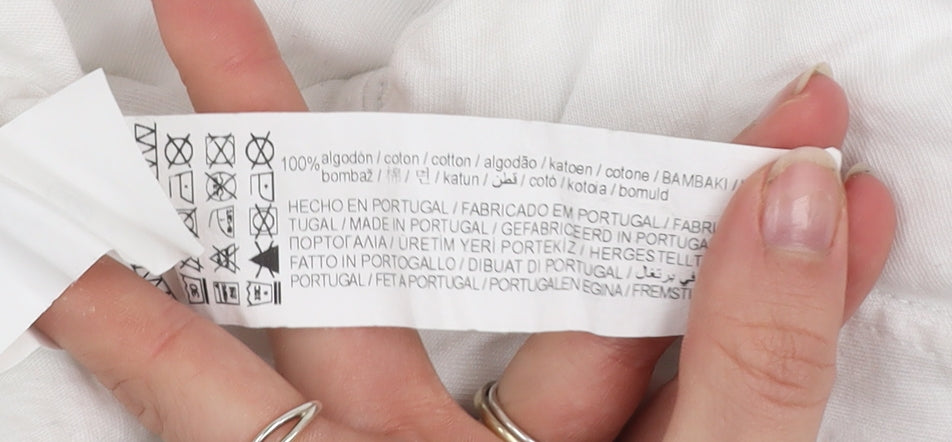 Pull&Bear Women’s White Sunset Hour Graphic T-Shirt Size S