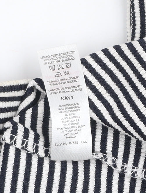 Savida Women’s Blue Striped Puff Sleeve Square Neck Top Size 14