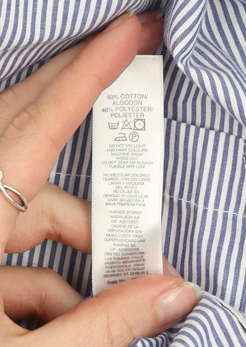 Dunnes Men's Blue Striped Regular Fit Long Sleeve Button-Up Shirt Size 15