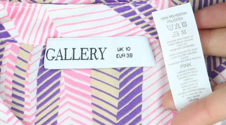 Gallery Womens Multicoloured Geometric Long Sleeve Tunic Blouse Size 10