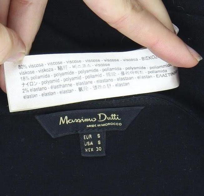 Massimo Dutti Women's Black Viscose Wrap Dress Size 8 Long Sleeve