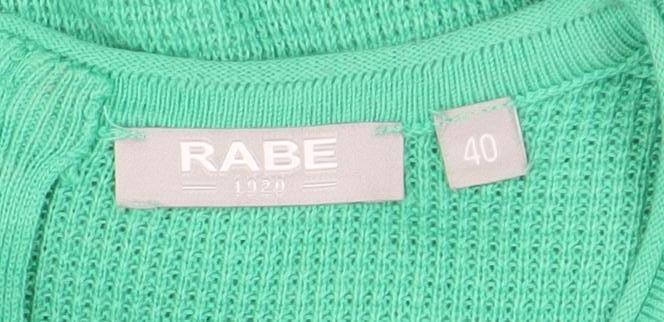 Rabe Women Green Floral Knit Cotton Blend Pullover Jumper Size 12
