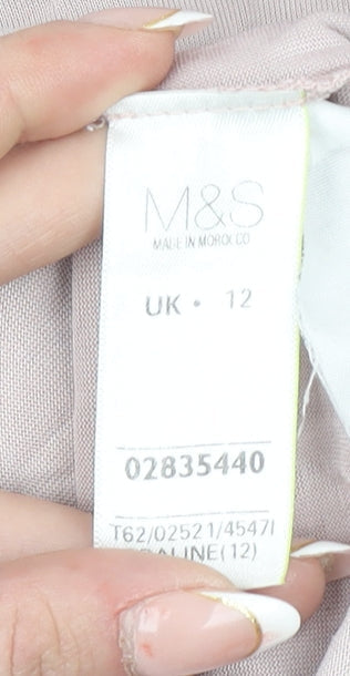 Marks & Spencer Per Una Beige Cowl Neck Long Sleeve Blouse UK 12