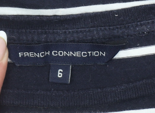 French Connection Women's Blue Striped Jersey Shift Dress Size 6