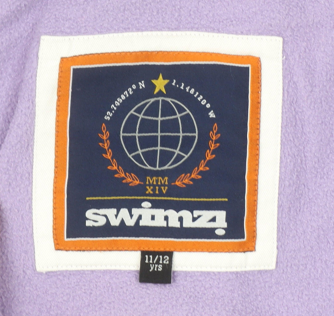 Swimzi Girls Purple Hooded Fleece Jumpsuit 11-12 Years Zip Up All-in-One