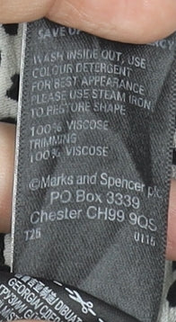Marks and Spencer Womens Black White Animal Print Viscose Joggers Size 10