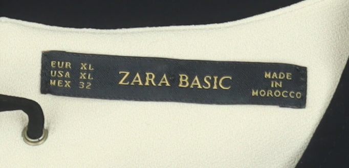Zara Women Black Colourblock Shift Dress Size 16 Short Sleeve