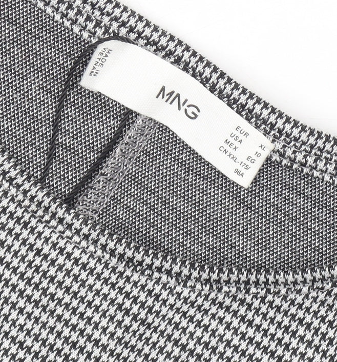 Mango Women’s Grey Houndstooth Shift Dress Size 14 Short Sleeve