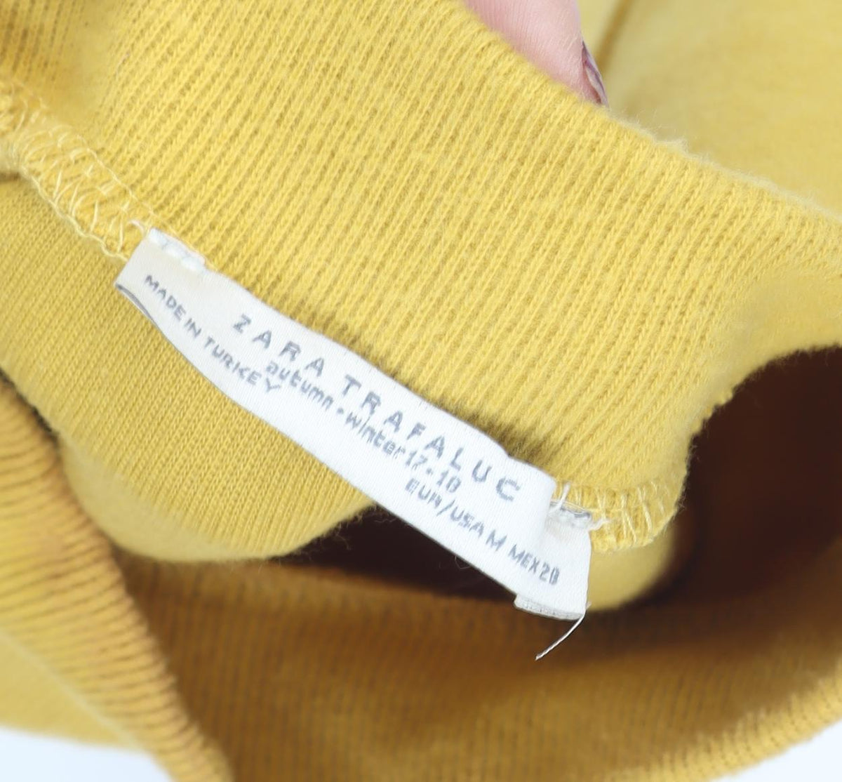 Zara Trafaluc Women’s Yellow Mock Neck Short Sleeve Cotton T-Shirt M