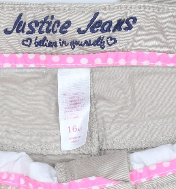 Justice Jeans Beige Straight Leg Juniors 16 Regular Teen Girls Cotton Blend