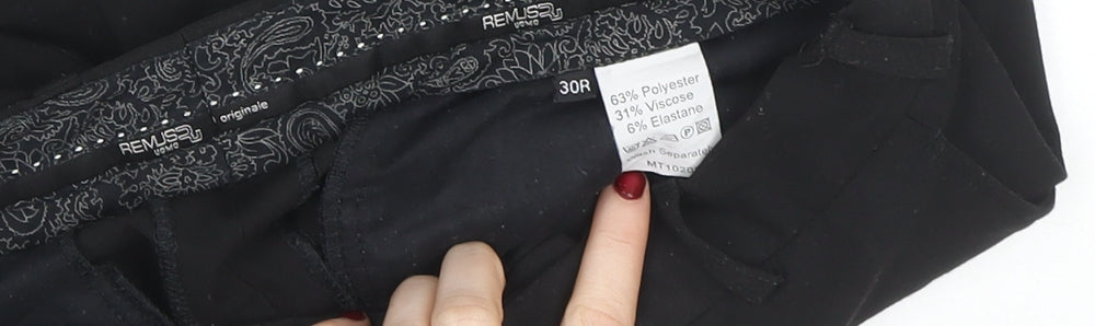 Remus Uomo Womens Black Straight Leg Trousers Size 30R Polyester Blend