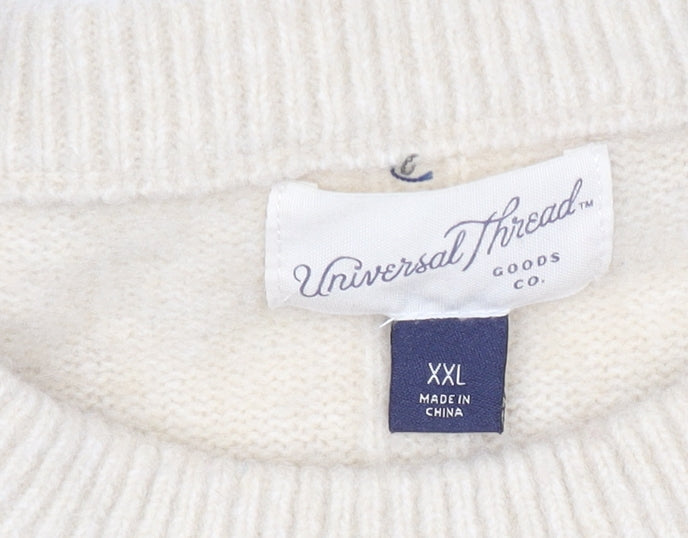 Universal Thread Women’s Beige Striped Crew Neck Knit Jumper 2XL