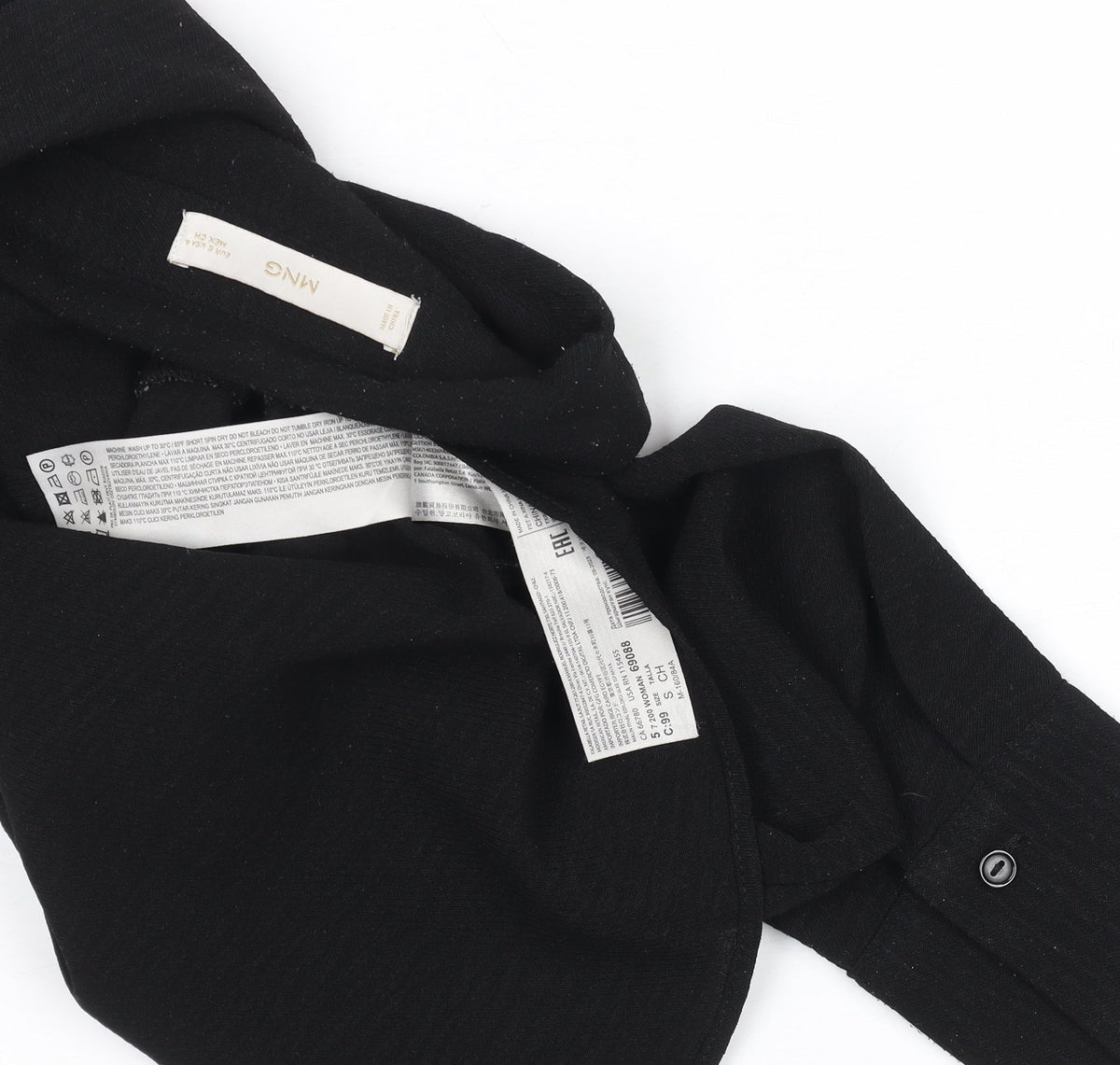 Mango Women's Black Cropped Button-Up Shirt Size S