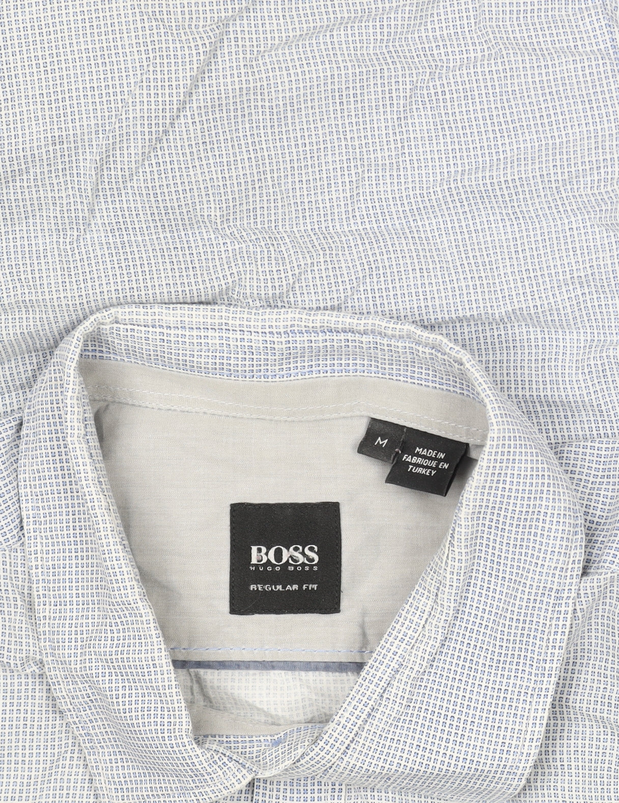 BOSS Mens Blue Regular Fit Cotton Check Long Sleeve Dress Shirt M