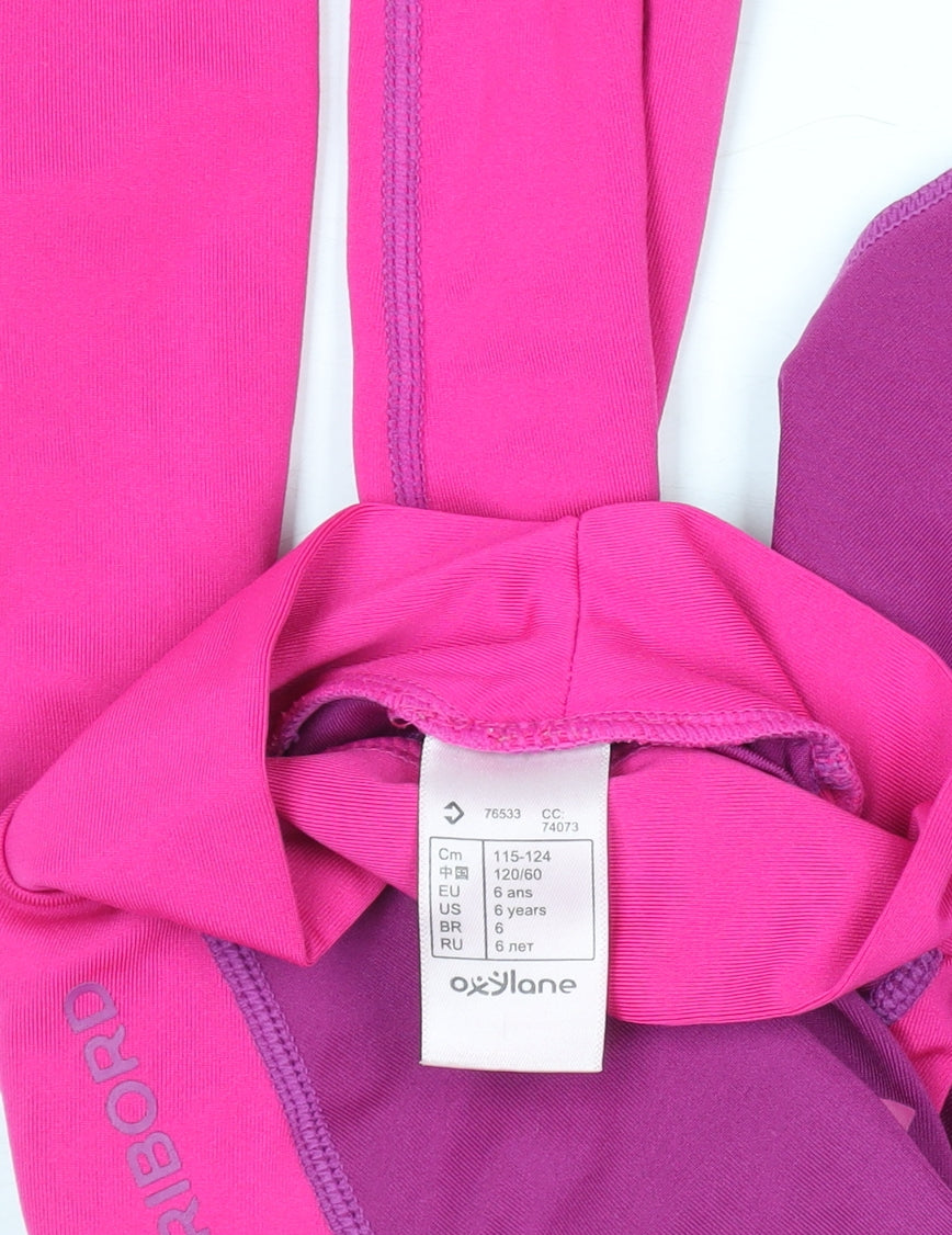 Oxylane Girls Pink Long Sleeve Rash Guard Top 6 Years Polyester Blend