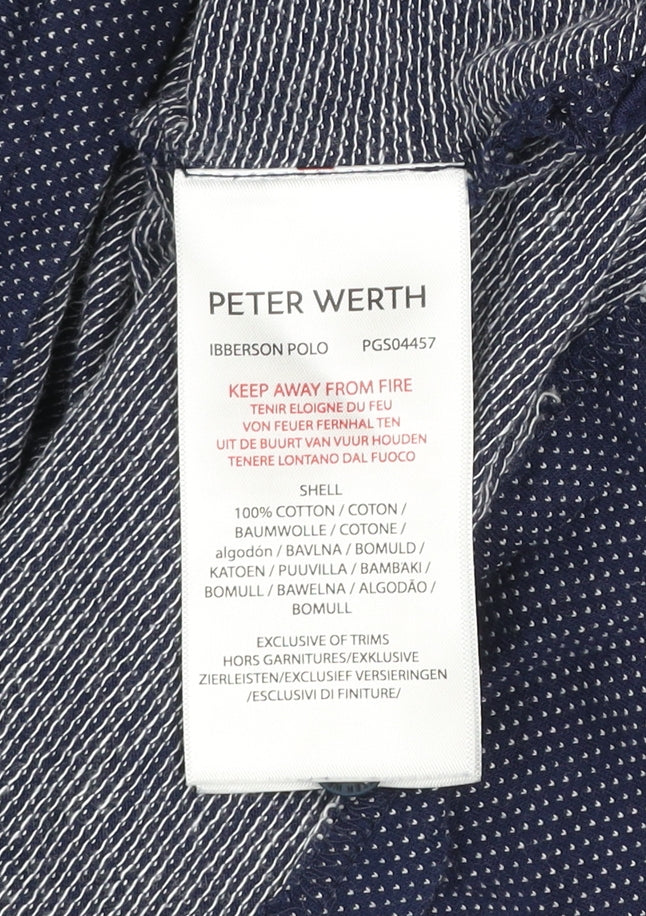 Peter Werth Men’s Blue Cotton Polo Shirt Size L Short Sleeve Casual