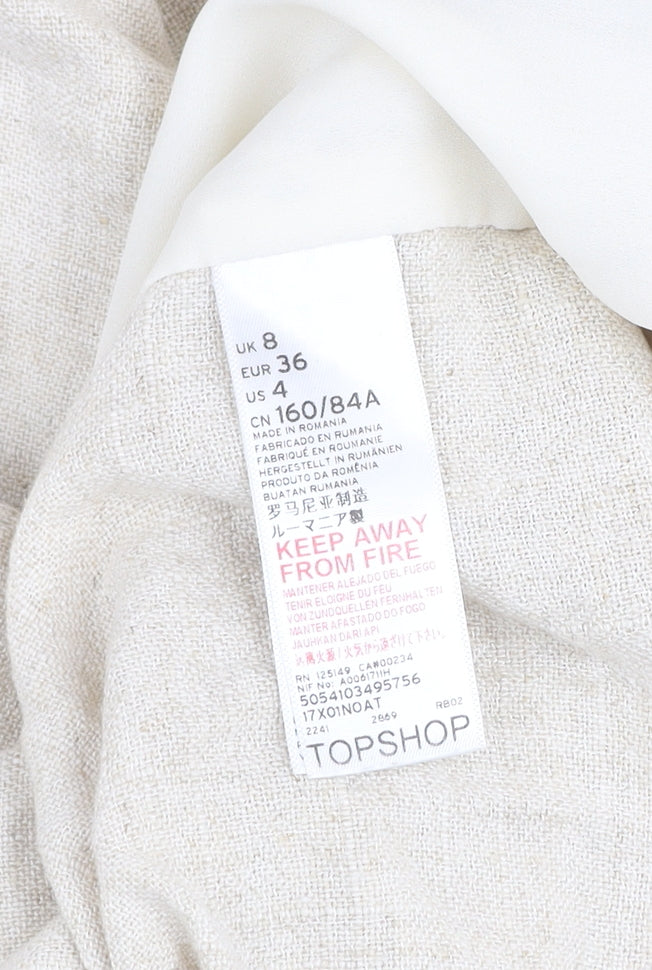 Topshop Women’s Beige Linen Blazer Jacket UK 8 Classic Style