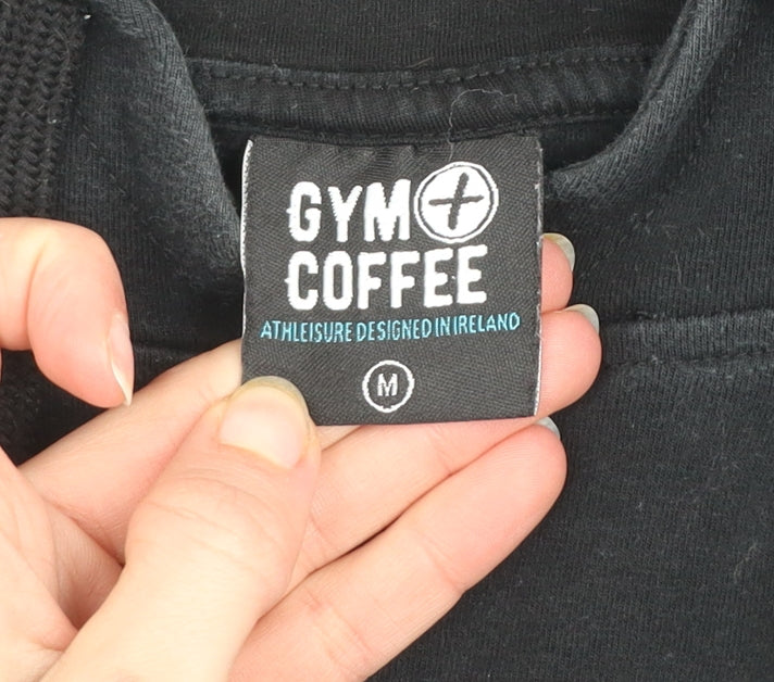 Gym+Coffee Women's Black Hoodie Medium Pullover Cotton Athleisure