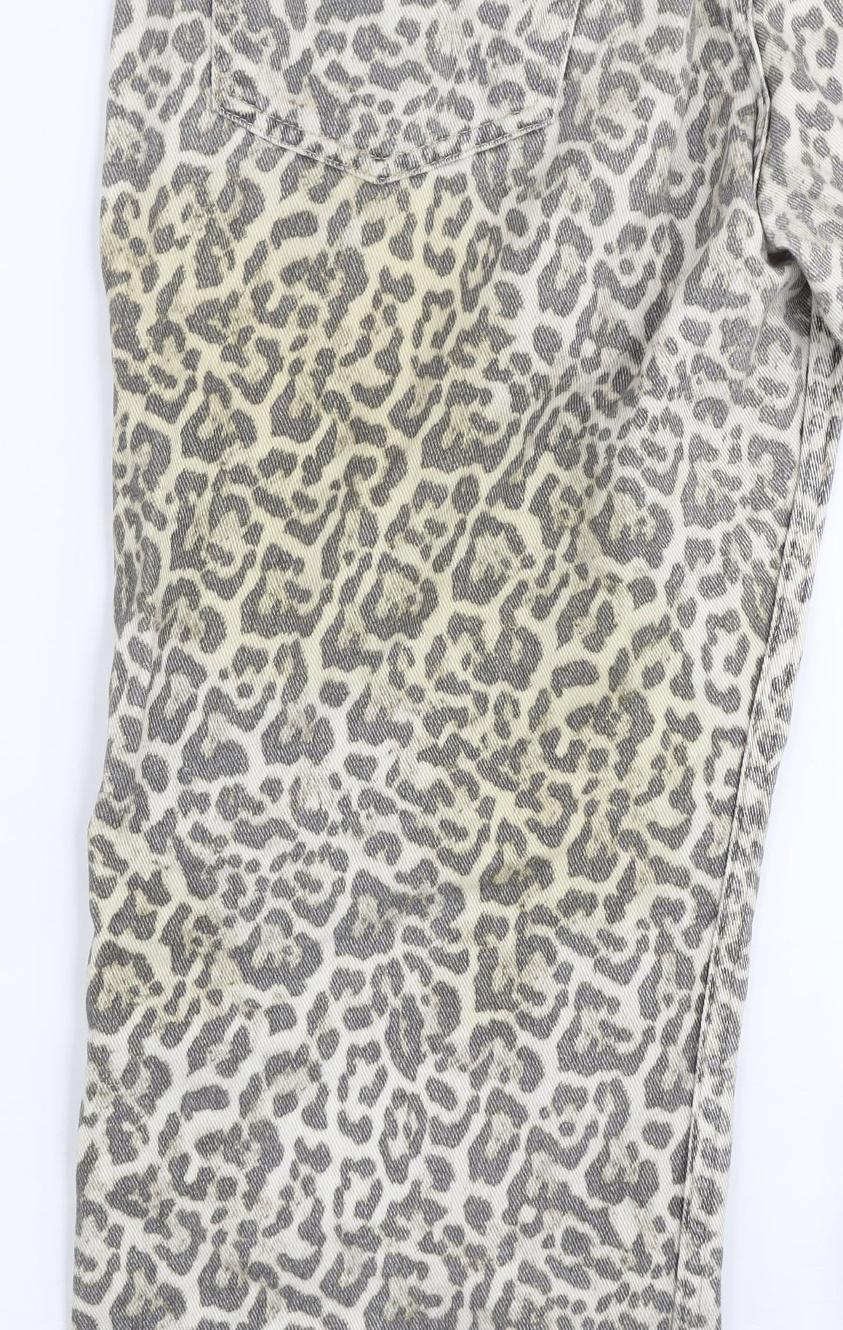 Stradivarius Teen Grey Animal Print Straight Jeans Size 14 Cotton