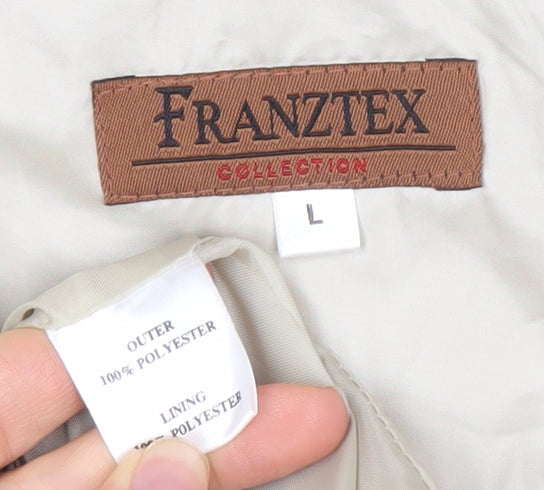 Franztex Womens Beige Hooded Rain Coat Jacket L Lightweight