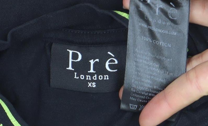 Pre London Men's Black XS Cotton Logo Crew Neck T-Shirt