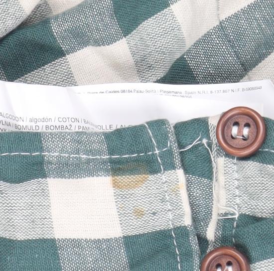 Mango Women Green Check Pinafore Dress Size 8 Cotton Linen