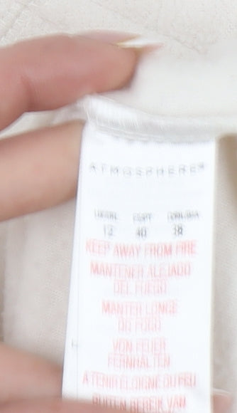Atmosphere Women Ivory Fleece Pullover Sweatshirt Size 12 1/2 Zip Classic Fit