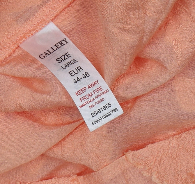 Gallery Women’s Orange Floral Chiffon Tunic Blouse Size L