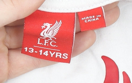 Liverpool FC Boys White T-Shirt 13-14 Years Short Sleeve Casual Top