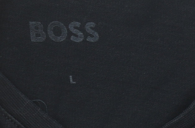 BOSS Men's Black V-Neck Cotton T-Shirt Size L Regular Fit