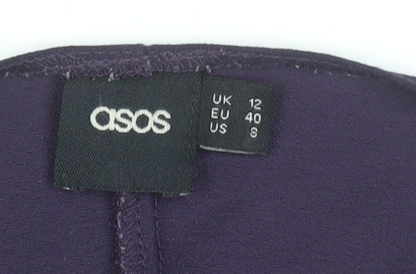 ASOS Women Purple Size 12 Sheath Knee Length Ruched Dress