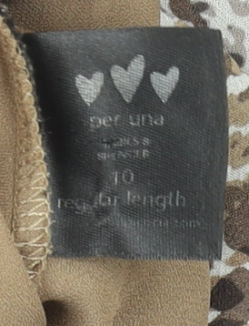 Marks & Spencer Women Brown Animal Print A-Line Midi Skirt Size 10