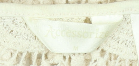 Accessorize Women’s Ivory Crochet Shift Dress Size M Sleeveless Summer Style